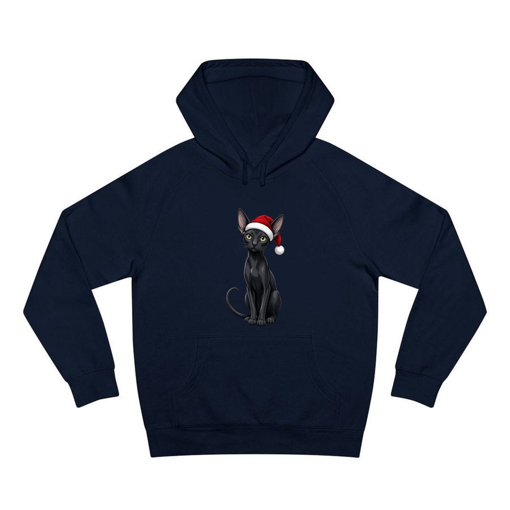 Oriental Shorthair personalised Christmas hoodie in navy