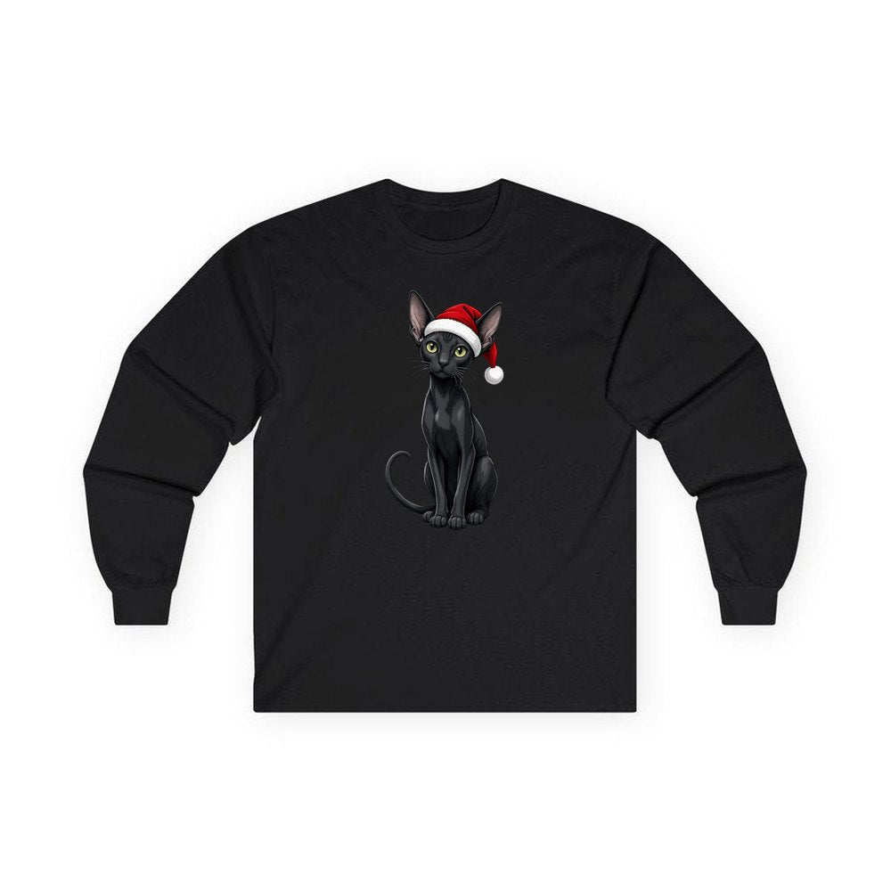 Oriental Shorthair personalised long sleeve Christmas T-shirt in black