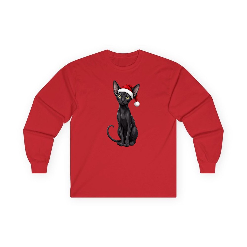 Oriental Shorthair personalised long sleeve Christmas T-shirt in red