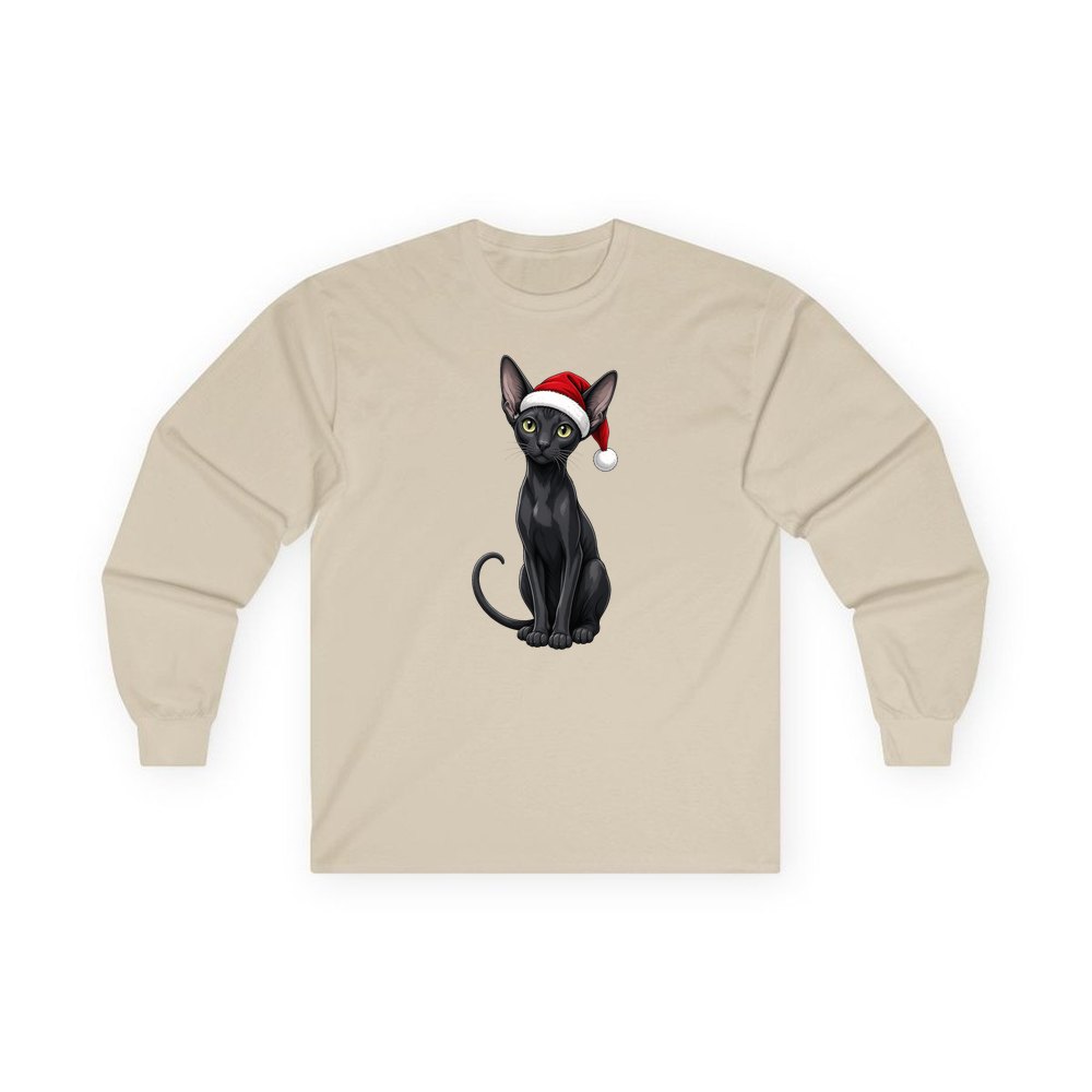Oriental Shorthair personalised long sleeve Christmas T-shirt in sand