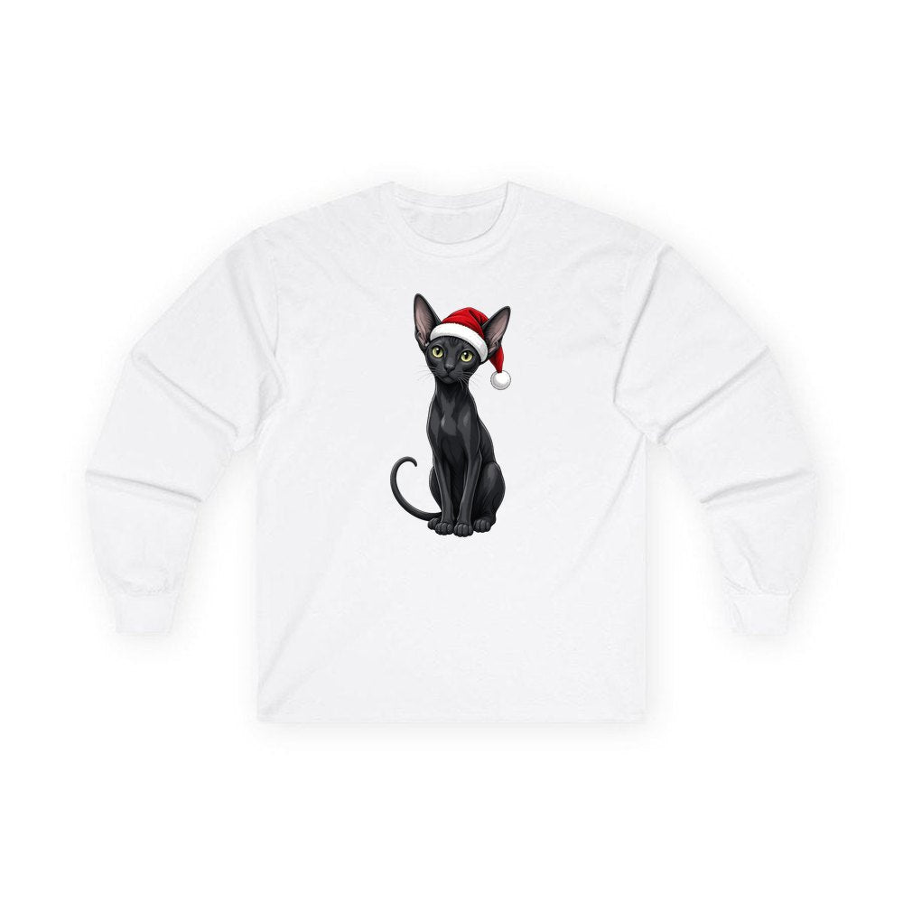 Oriental Shorthair personalised long sleeve Christmas T-shirt in white