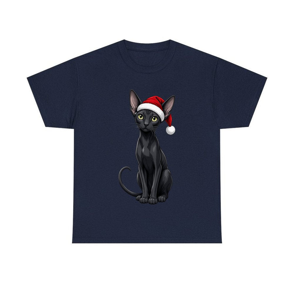Oriental Shorthair personalised Christmas T-shirt in navy