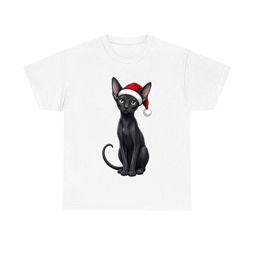 Oriental Shorthair Christmas design on a white tee