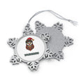 Ornate Owl In Santa Hat Personalised Pewter Christmas Ornament