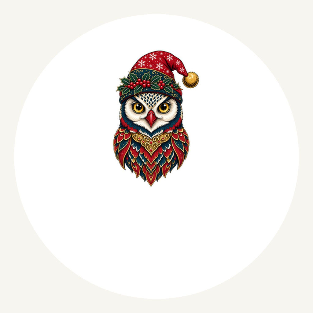 Ornate Owl In Santa Hat Personalised Pewter Christmas Ornament