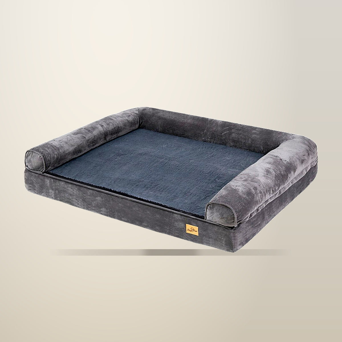 P&P Extra Large Orthopedic Dog Bed with Bolster, on a plain cream background