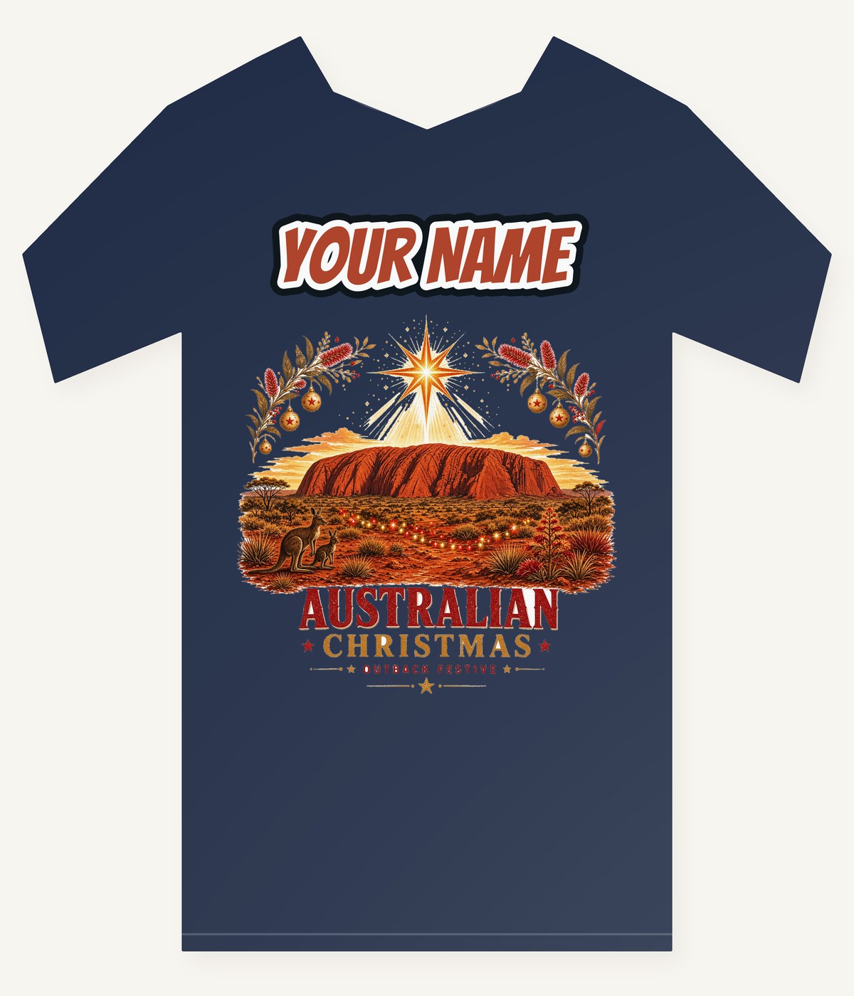 Outback Christmas at Uluru Personalised Kids and Baby Christmas Tee