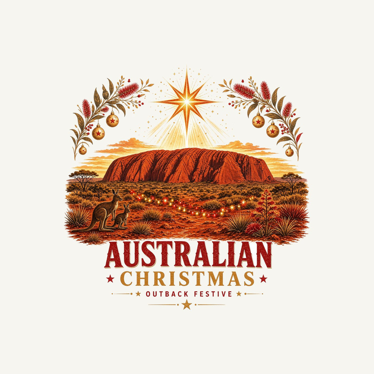 Outback Christmas at Uluru Personalised Kids and Baby Christmas Tee
