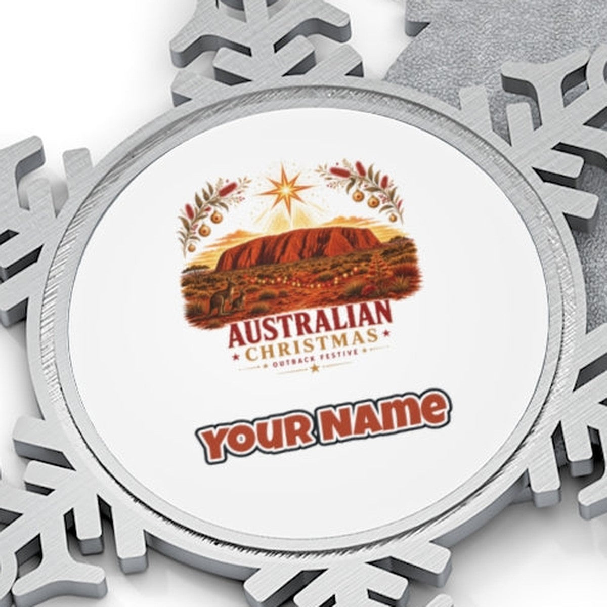 Outback Christmas at Uluru Personalised Pewter Christmas Ornament
