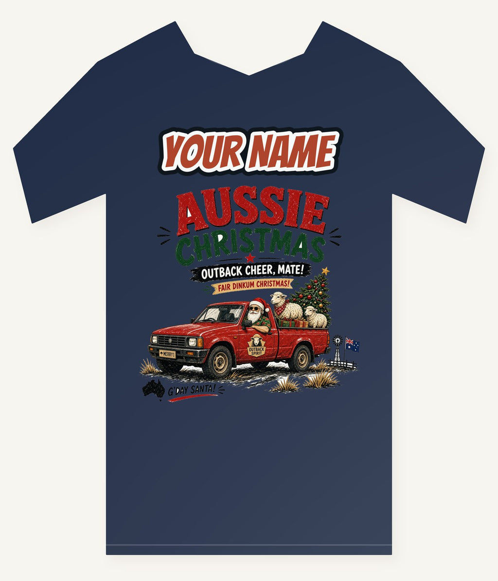 Outback Ute Santa Sheep Personalised Kids and Baby Christmas Tee