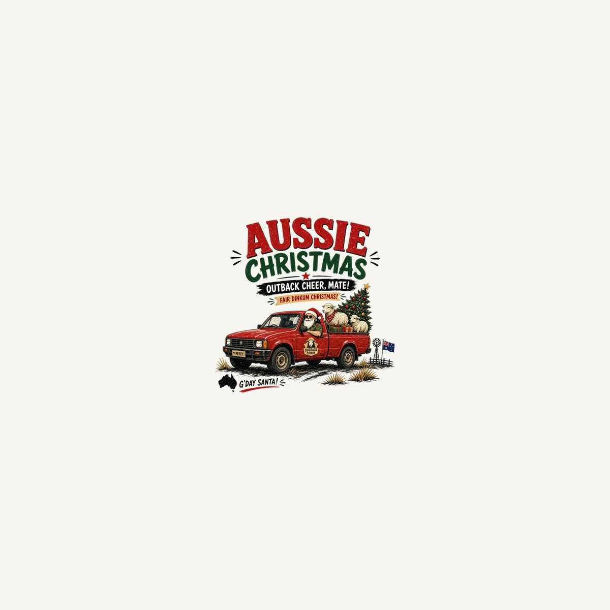 Outback Ute Santa Sheep Personalised Beach Towel
