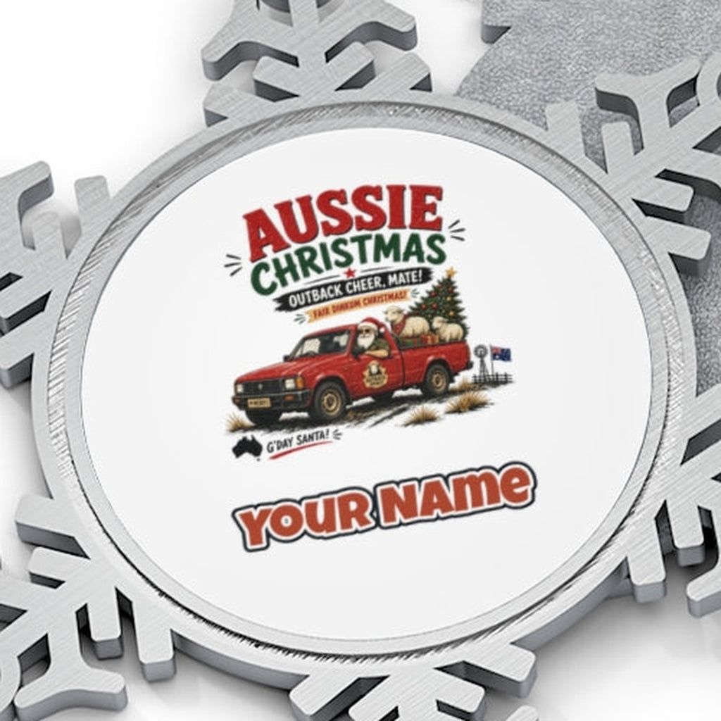 Outback Ute Santa Sheep Personalised Pewter Christmas Ornament
