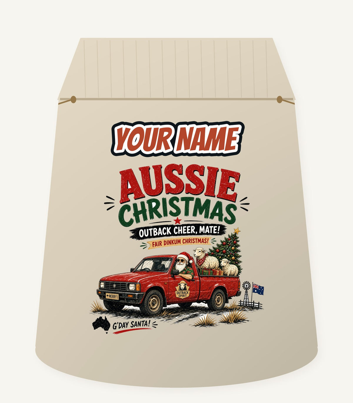 Outback Ute Santa Sheep Personalised Santa Sack