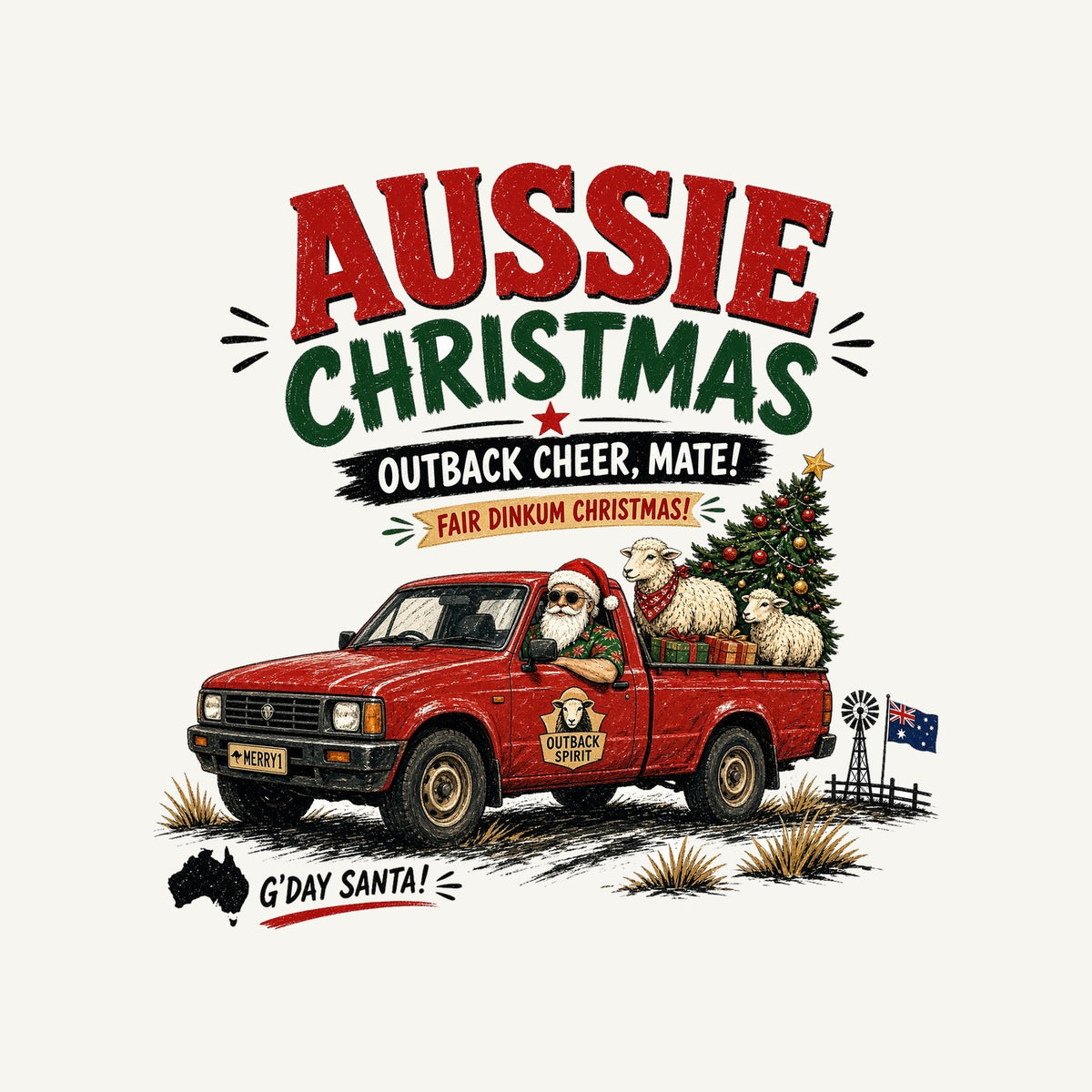 Outback Ute Santa Sheep Personalised Santa Sack