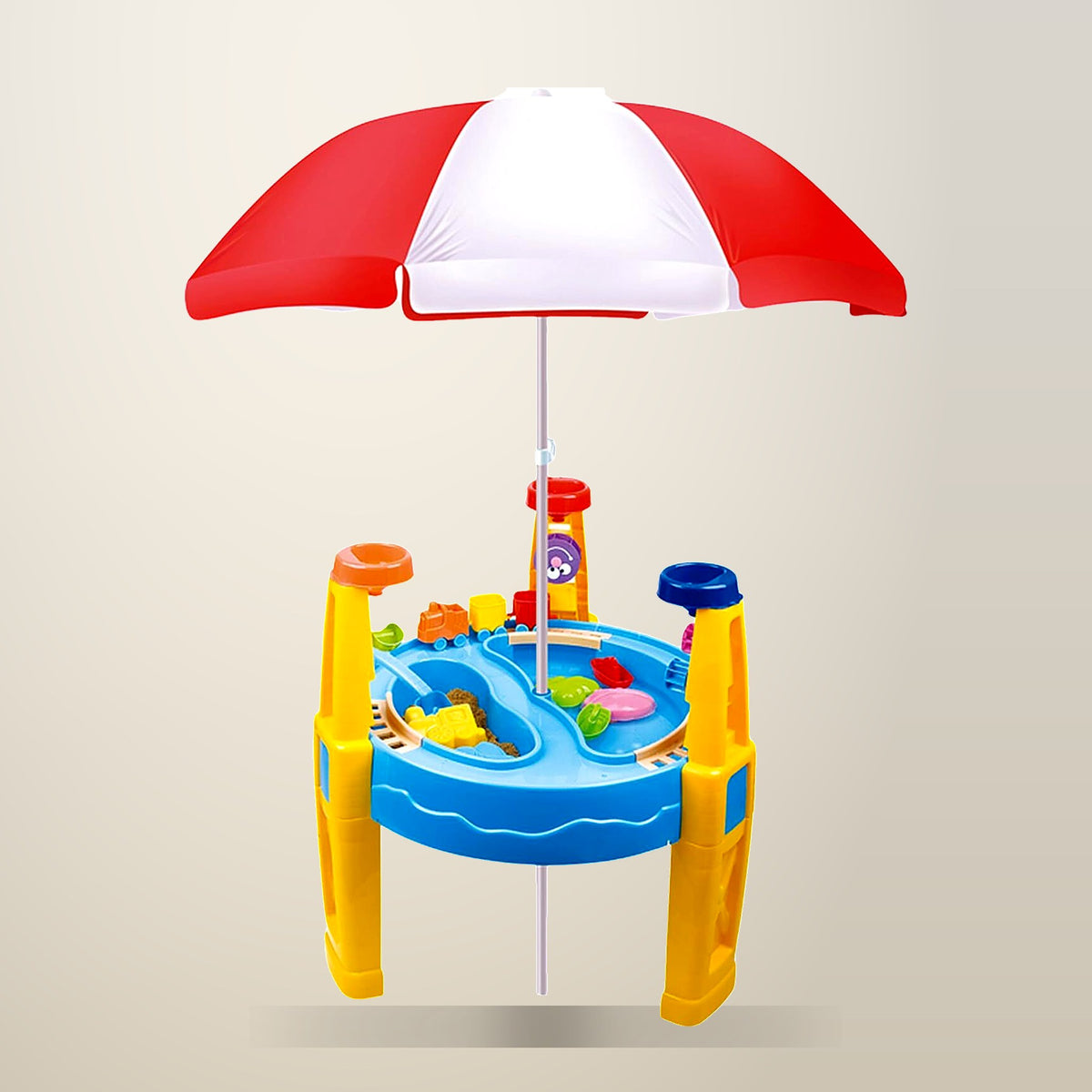 GEM Toys Outdoor Sand and Water Play Table, on a plain cream background
