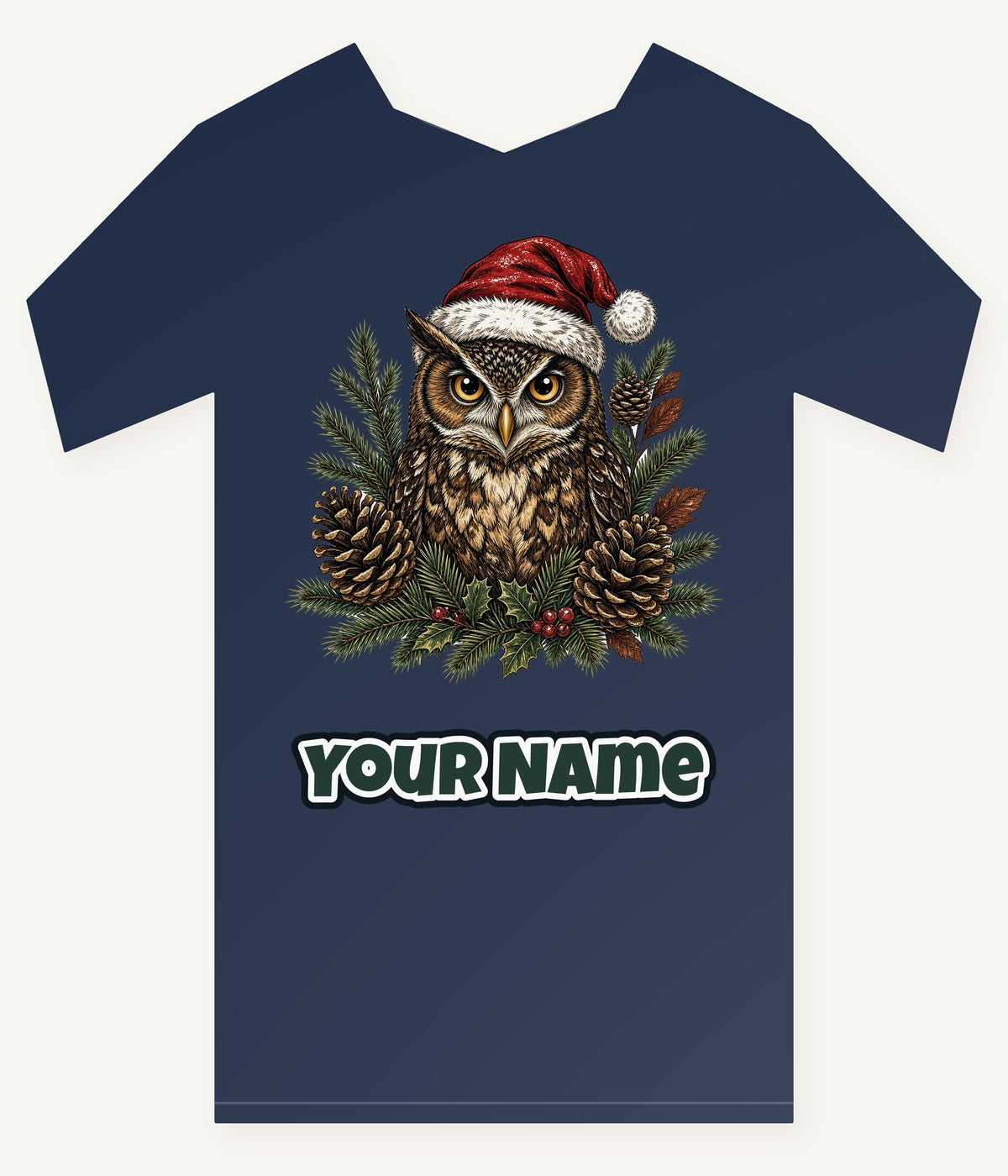 Owl in Santa Hat Personalised Kids Tee and Baby Bodysuit