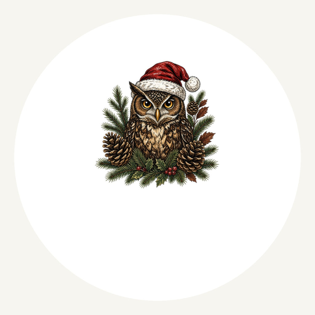 Owl in Santa Hat Personalised Pewter Christmas Ornament