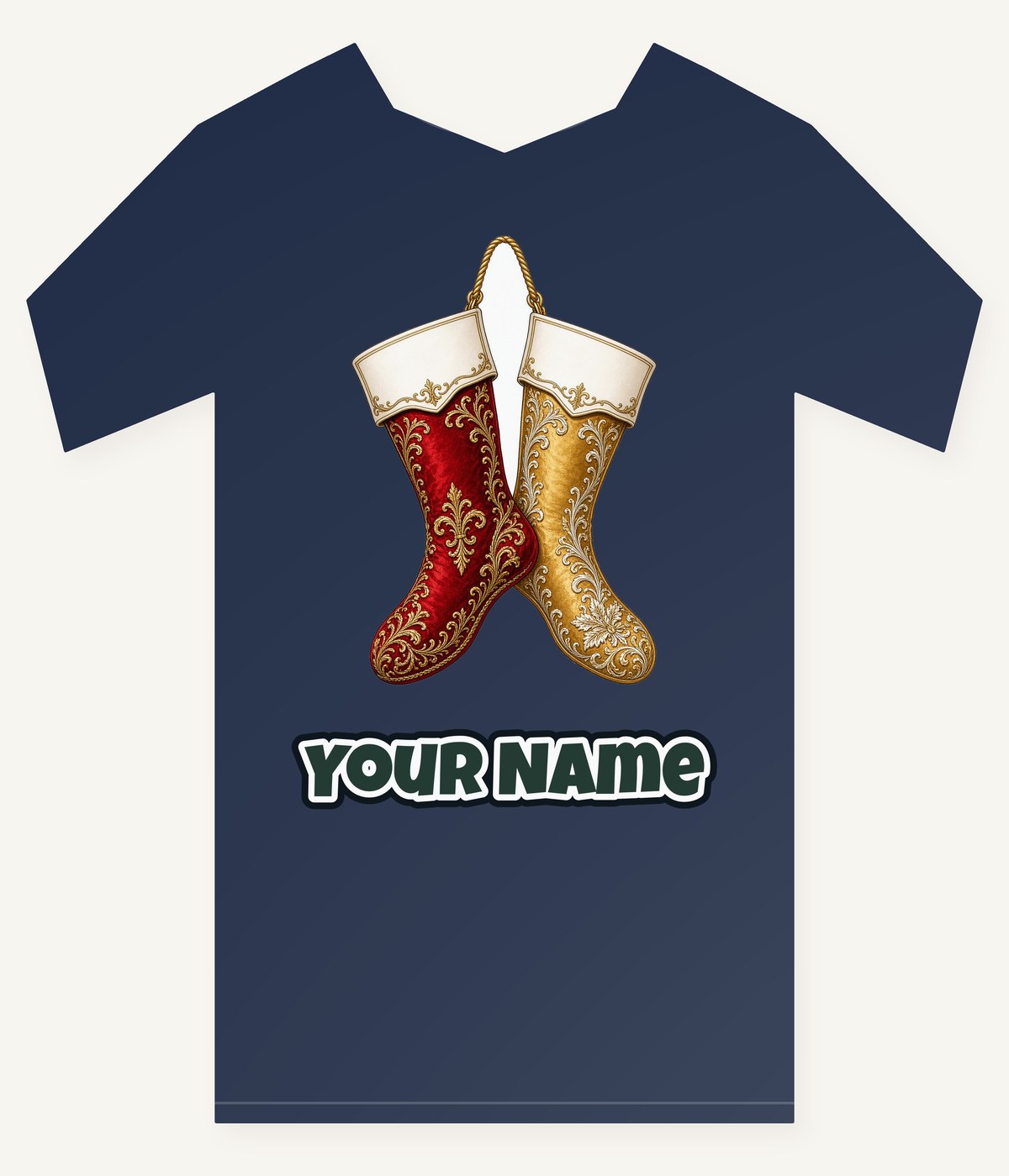 Pair Of Ornate Stockings Personalised Kids Tee and Baby Bodysuit