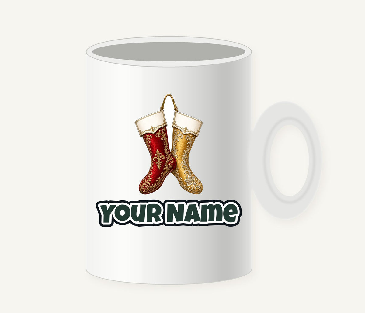 Pair Of Ornate Stockings Personalised Christmas Mug