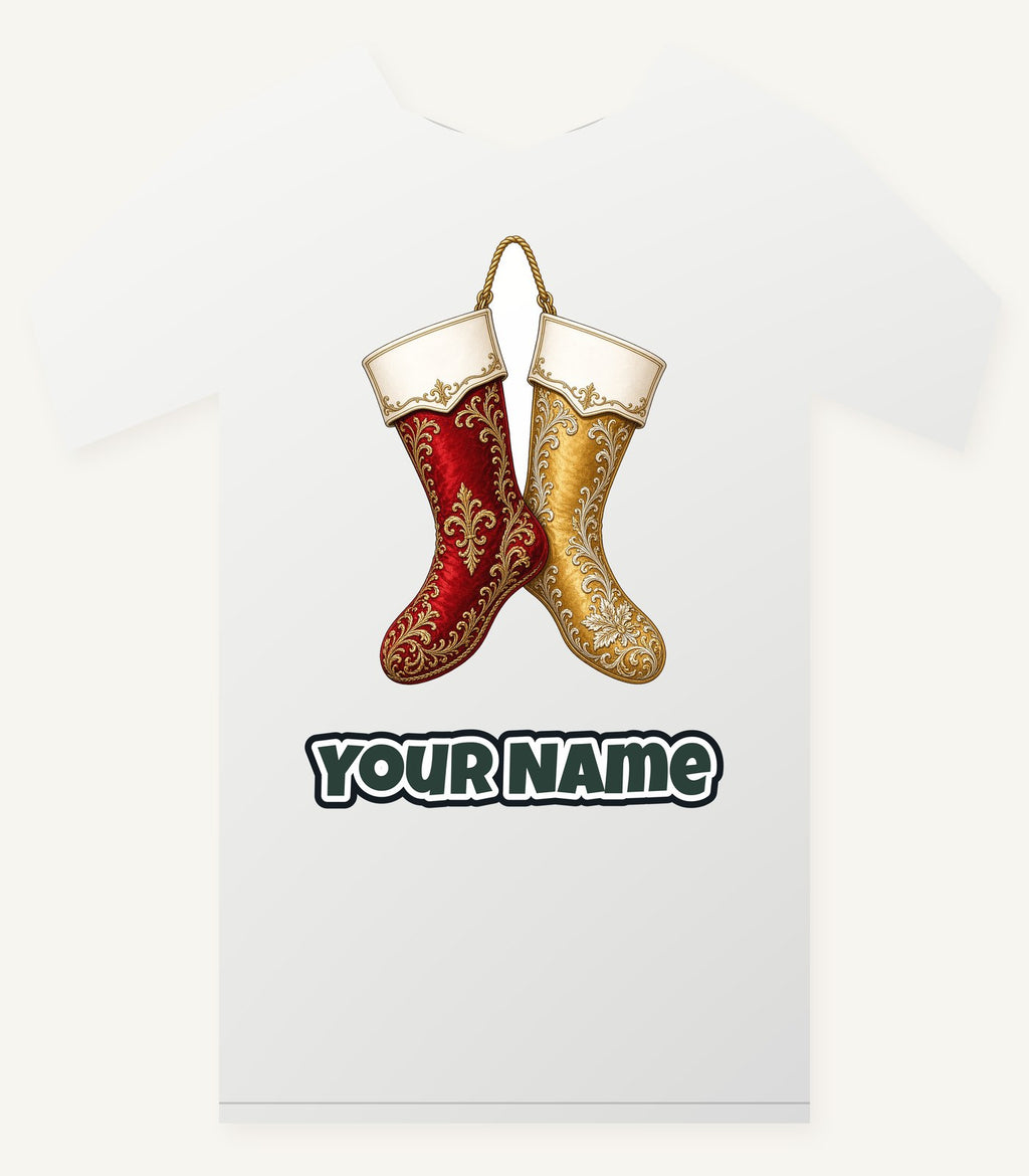 Pair Of Ornate Stockings Personalised Christmas T-Shirt and Hoodie
