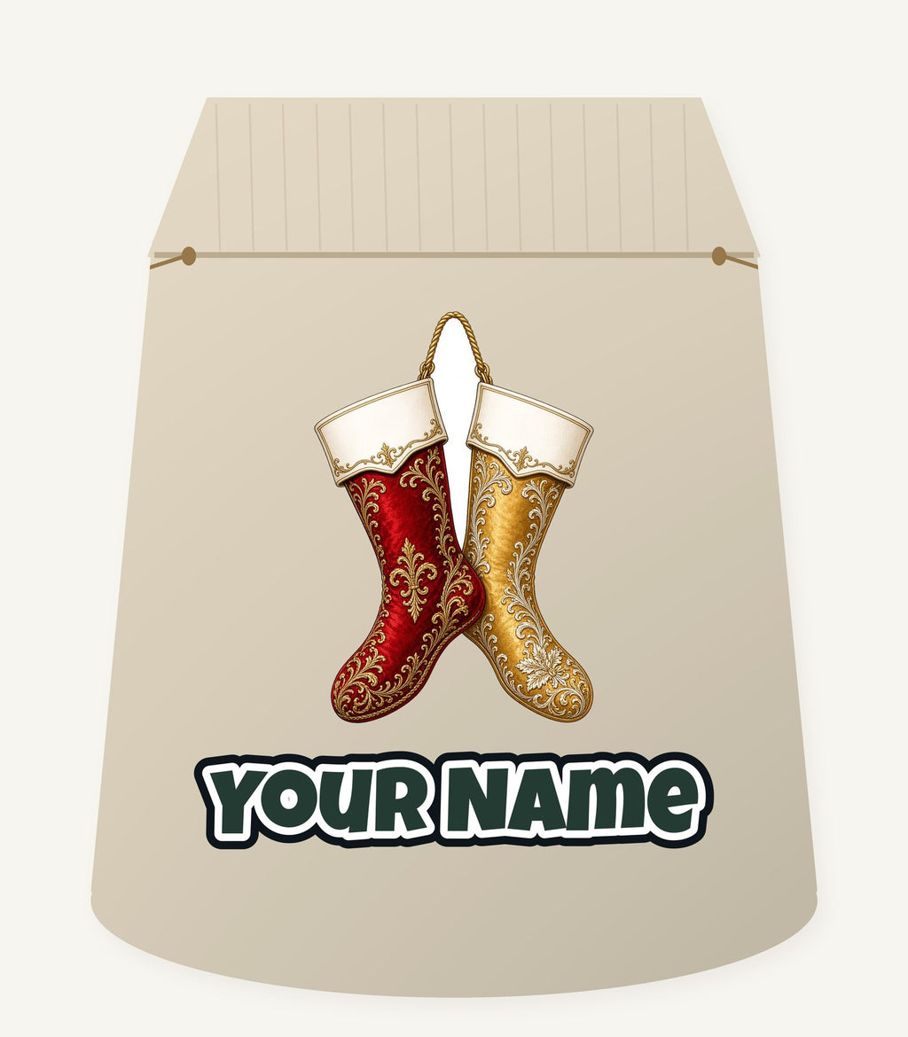 Pair Of Ornate Stockings Personalised Santa Sack