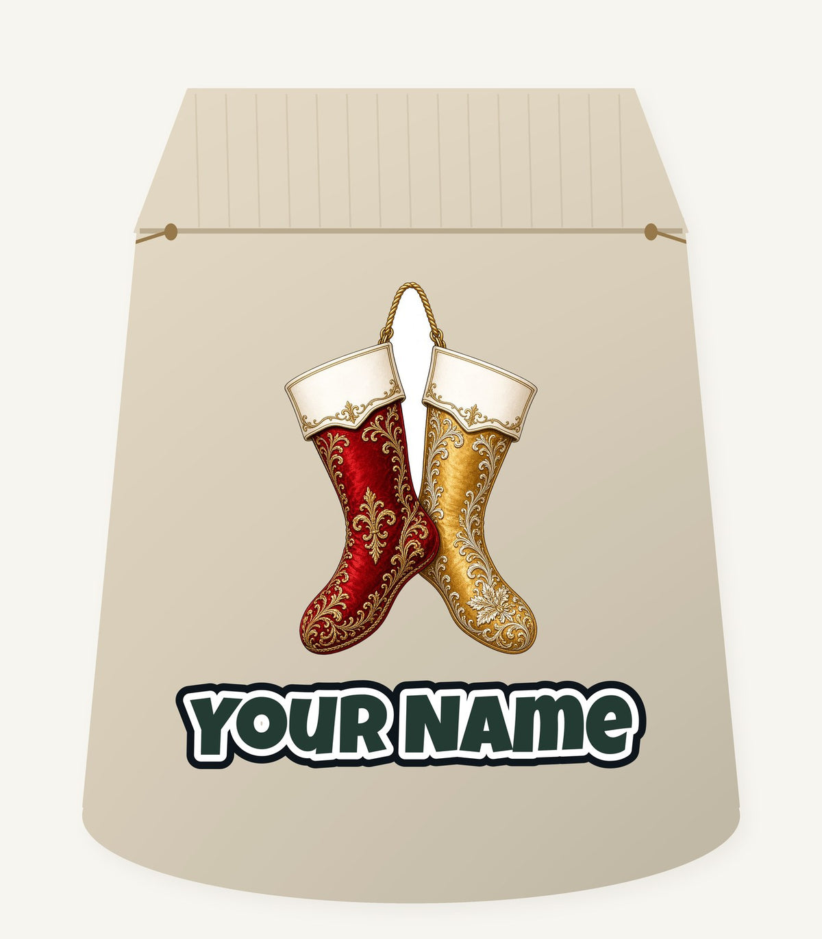 Pair Of Ornate Stockings Personalised Santa Sack