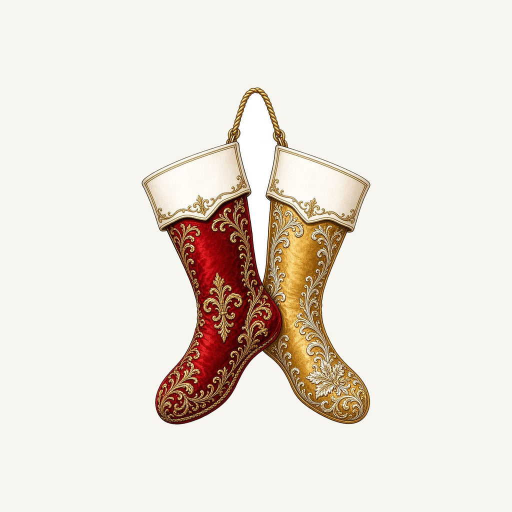 Pair Of Ornate Stockings Personalised Santa Sack