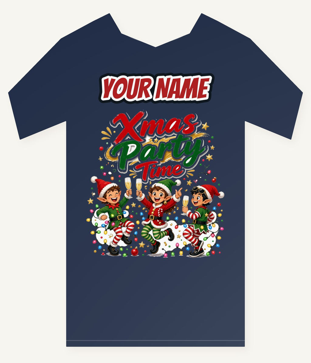Party Elves With Bubbly Personalised Kids and Baby Christmas Tee