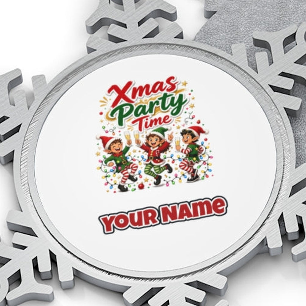 Party Elves With Bubbly Personalised Pewter Christmas Ornament