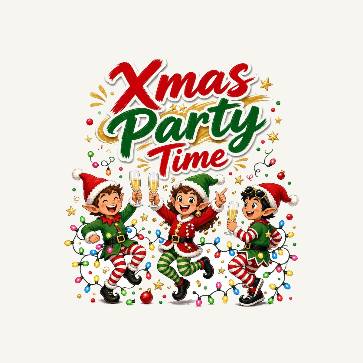 Party Elves With Bubbly Personalised Christmas T-Shirt and Hoodie
