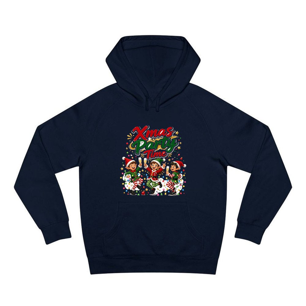 Party Elves With Bubbly personalised Christmas hoodie in navy