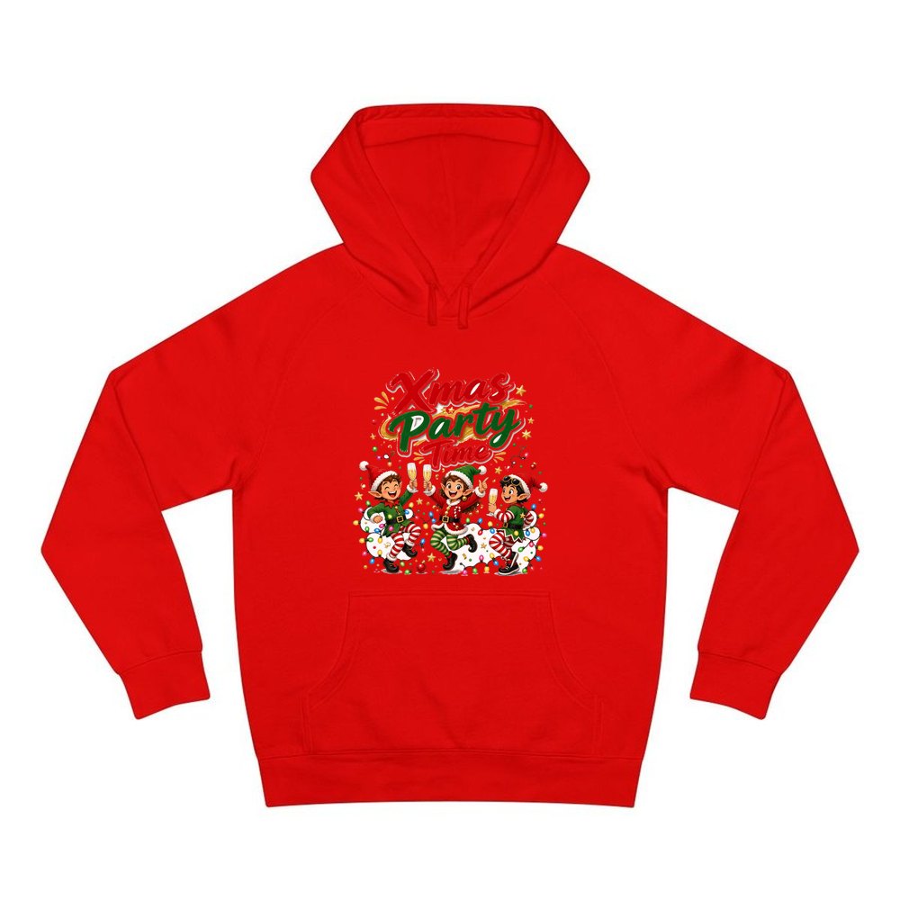 Party Elves With Bubbly personalised Christmas hoodie in red