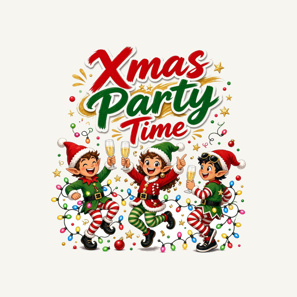 Party Elves With Bubbly Personalised Santa Sack