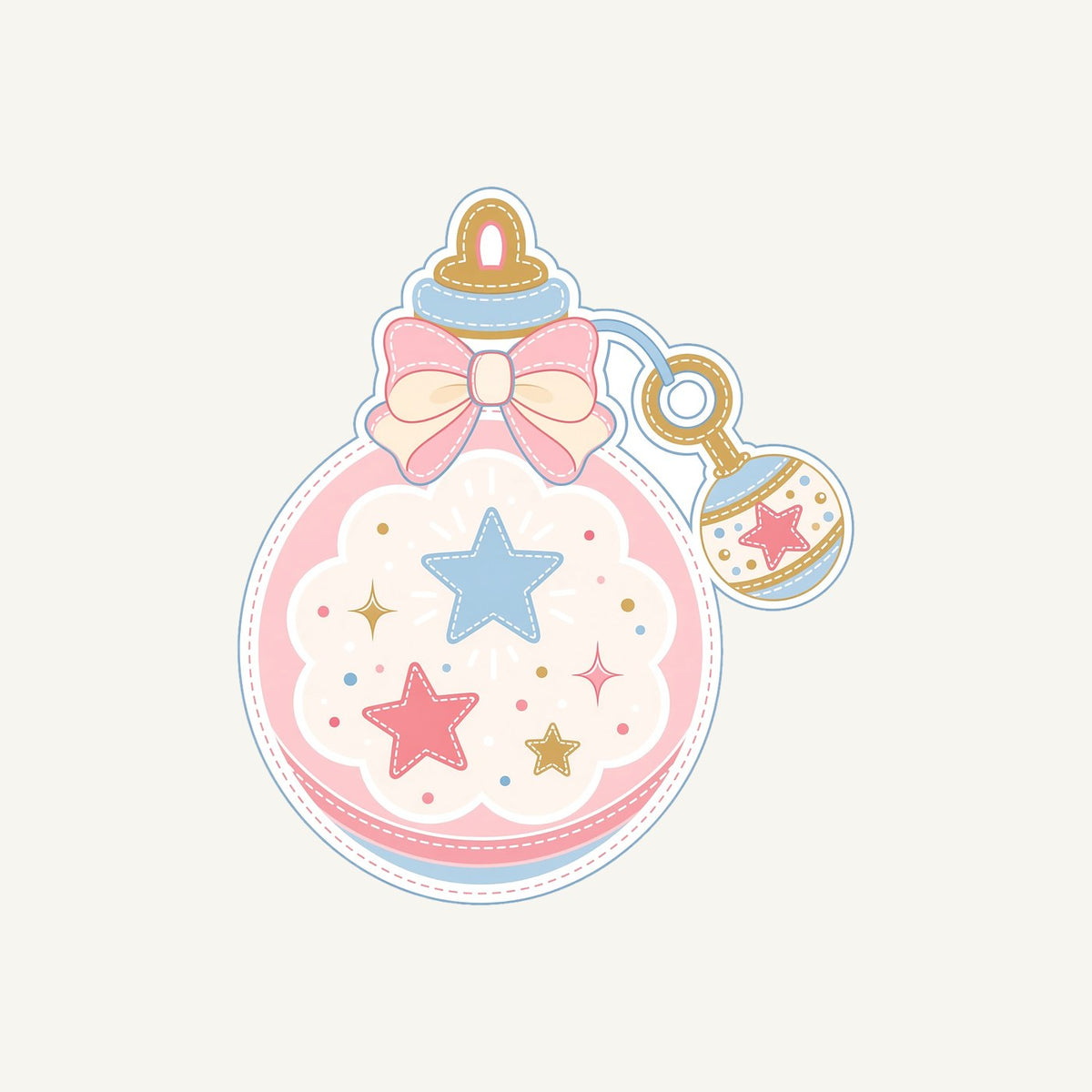 Pastel Baby Rattle Bauble Personalised Christmas T-Shirt and Hoodie