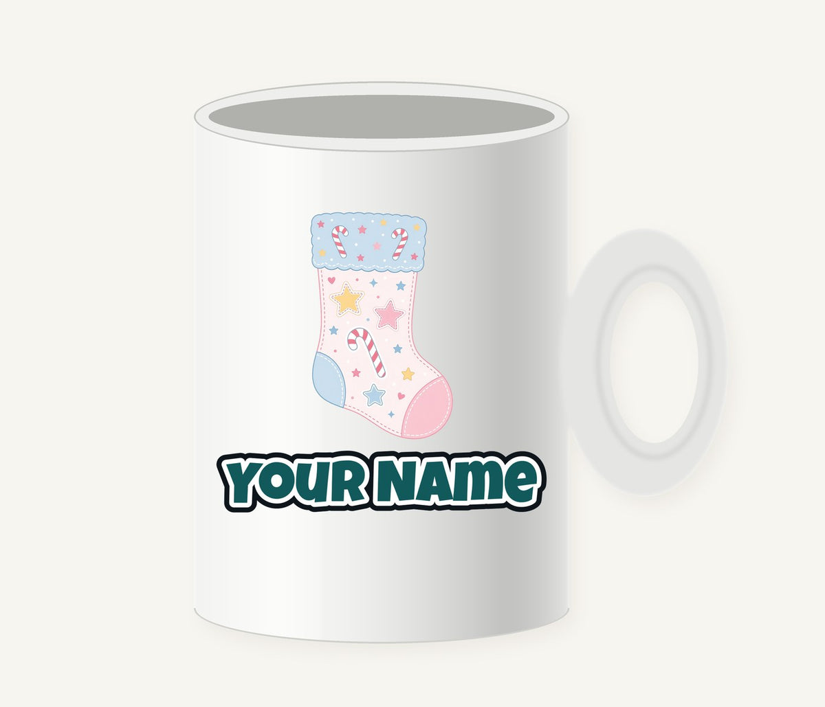 Pastel Baby Stocking Personalised Christmas Mug