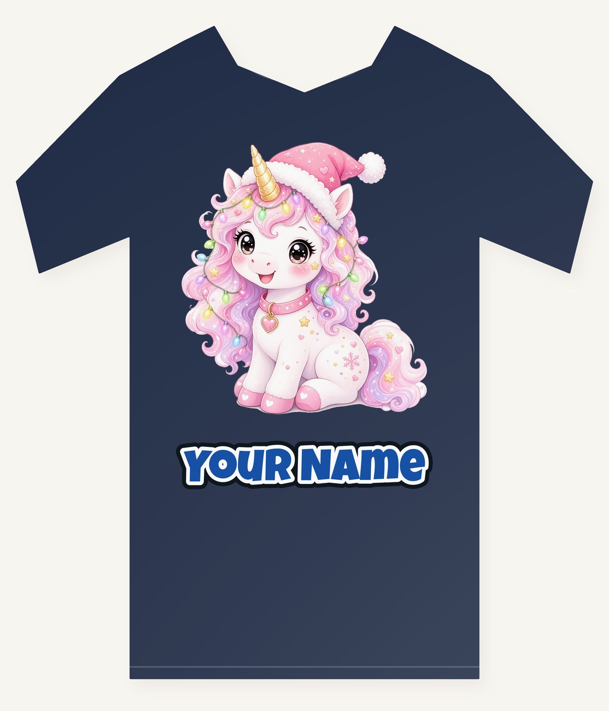 Pastel Christmas Unicorn Personalised Kids and Baby Christmas Tee