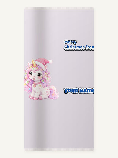 Pastel Christmas Unicorn Personalised Beach Towel