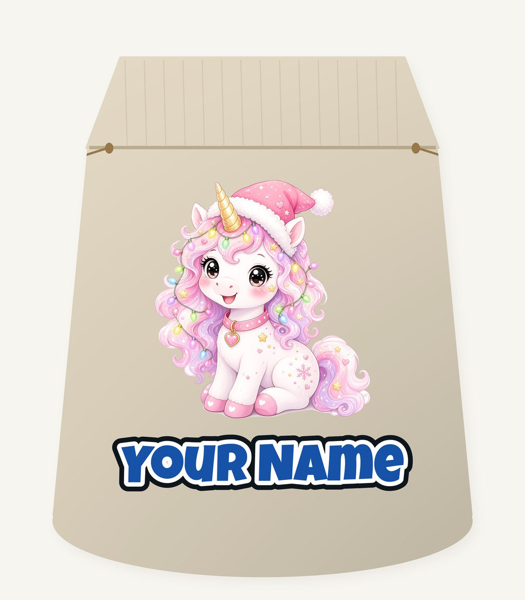 Pastel Christmas Unicorn Personalised Santa Sack