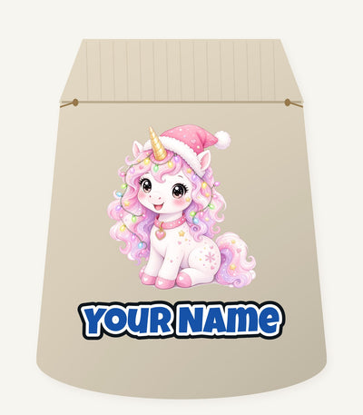 Pastel Christmas Unicorn Personalised Santa Sack