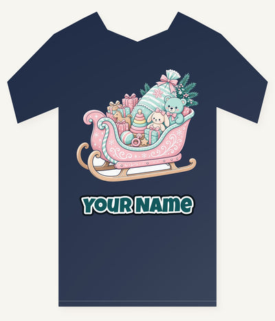 Pastel Toy Sleigh Personalised Kids Tee and Baby Bodysuit