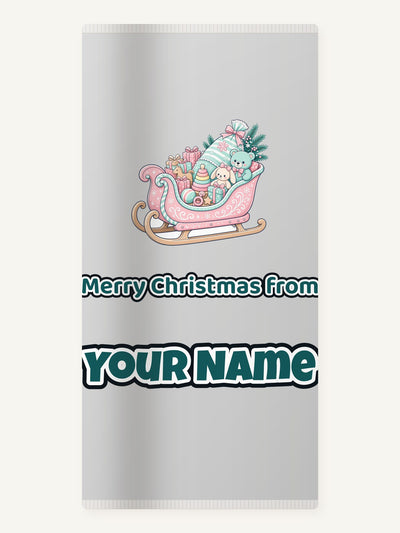 Pastel Toy Sleigh Personalised Beach Towel