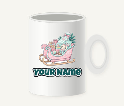 Pastel Toy Sleigh Personalised Christmas Mug