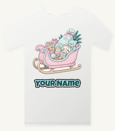 Pastel Toy Sleigh Personalised Christmas T-Shirt and Hoodie