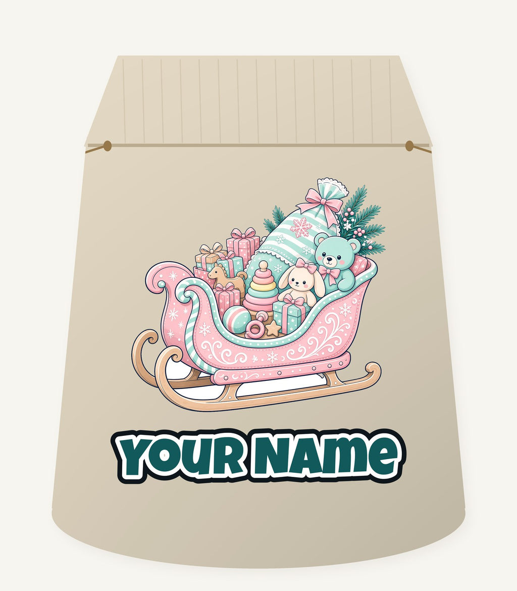 Pastel Toy Sleigh Personalised Santa Sack
