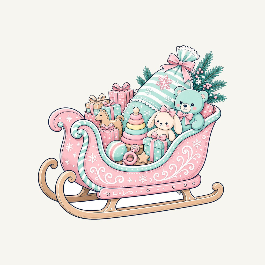 Pastel Toy Sleigh Personalised Santa Sack