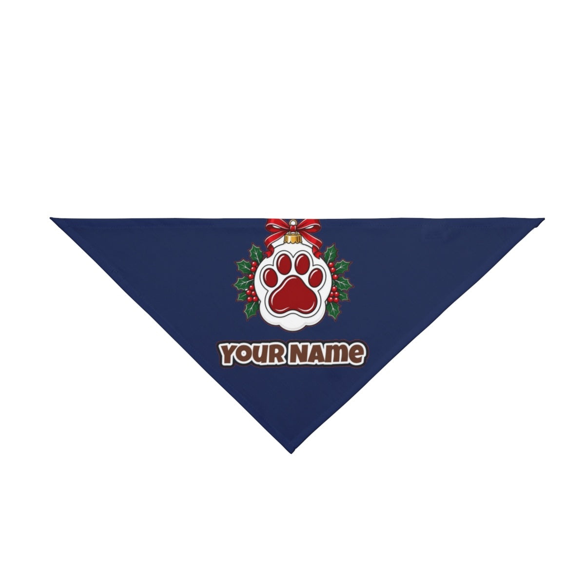 Paw Print Bauble personalised Christmas pet bandana in navy, tie-on style