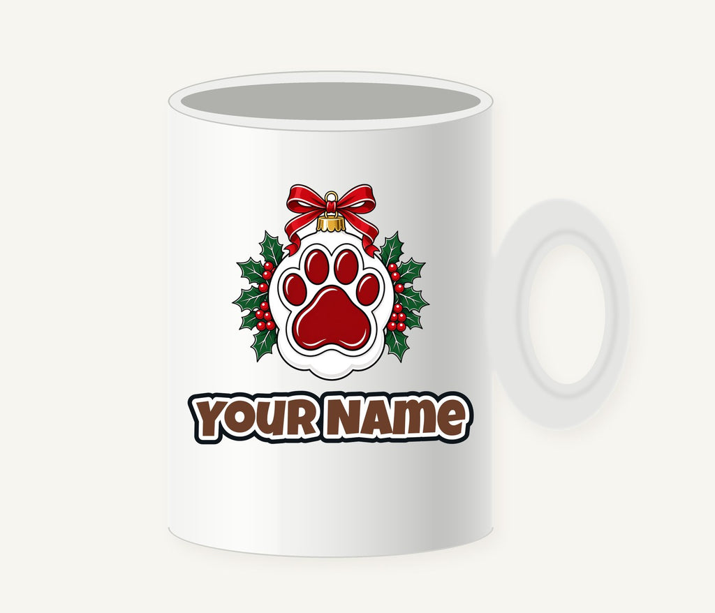 Paw Print Bauble Personalised Christmas Mug