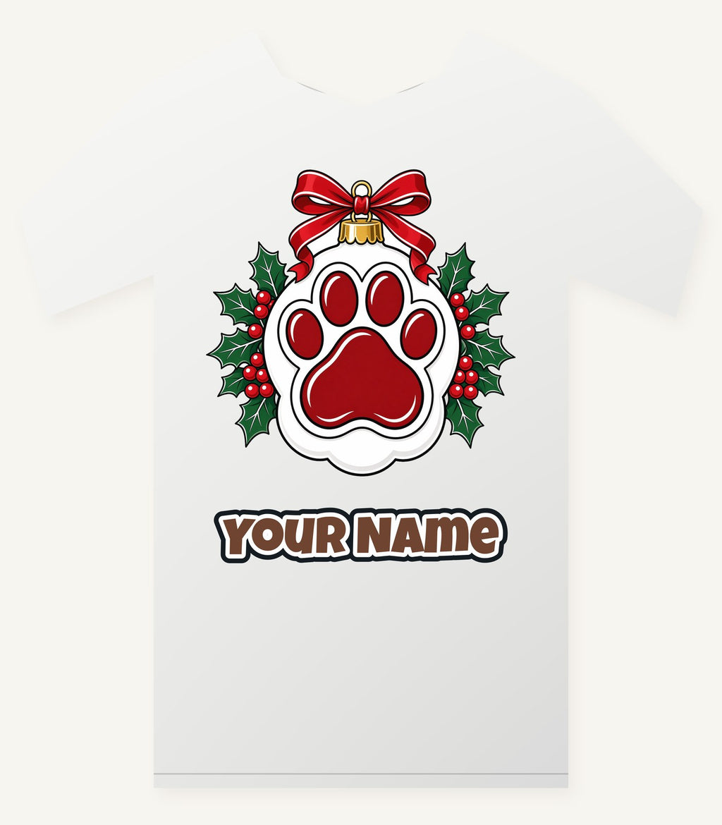 Paw Print Bauble Personalised Christmas T-Shirt and Hoodie