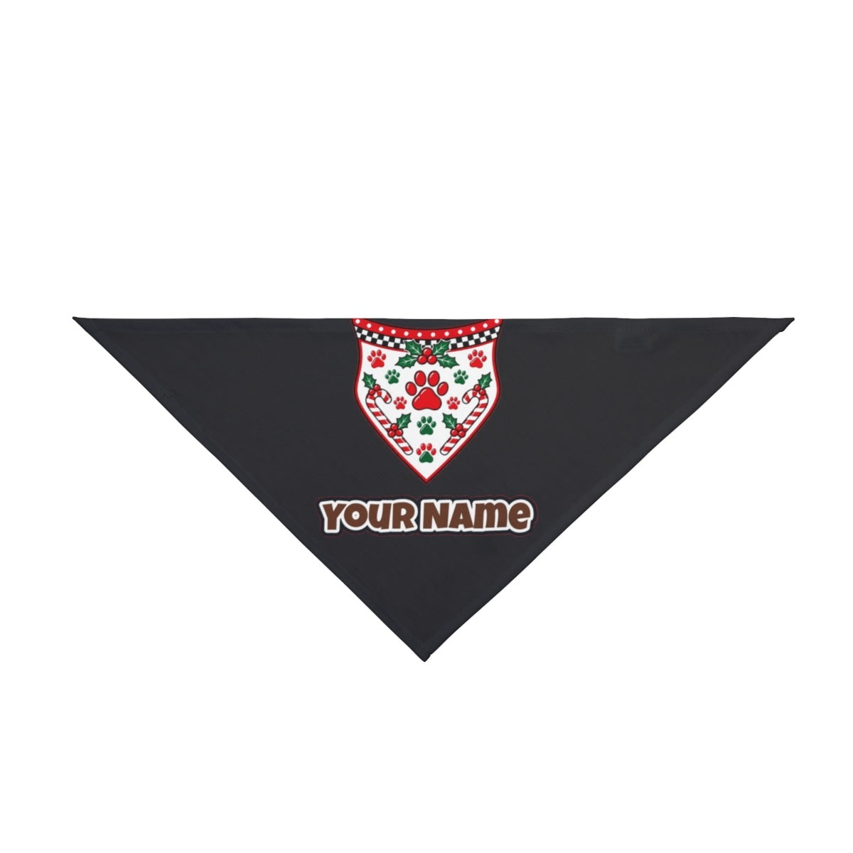 Paw Print Christmas Bandana personalised Christmas pet bandana in black, tie-on style