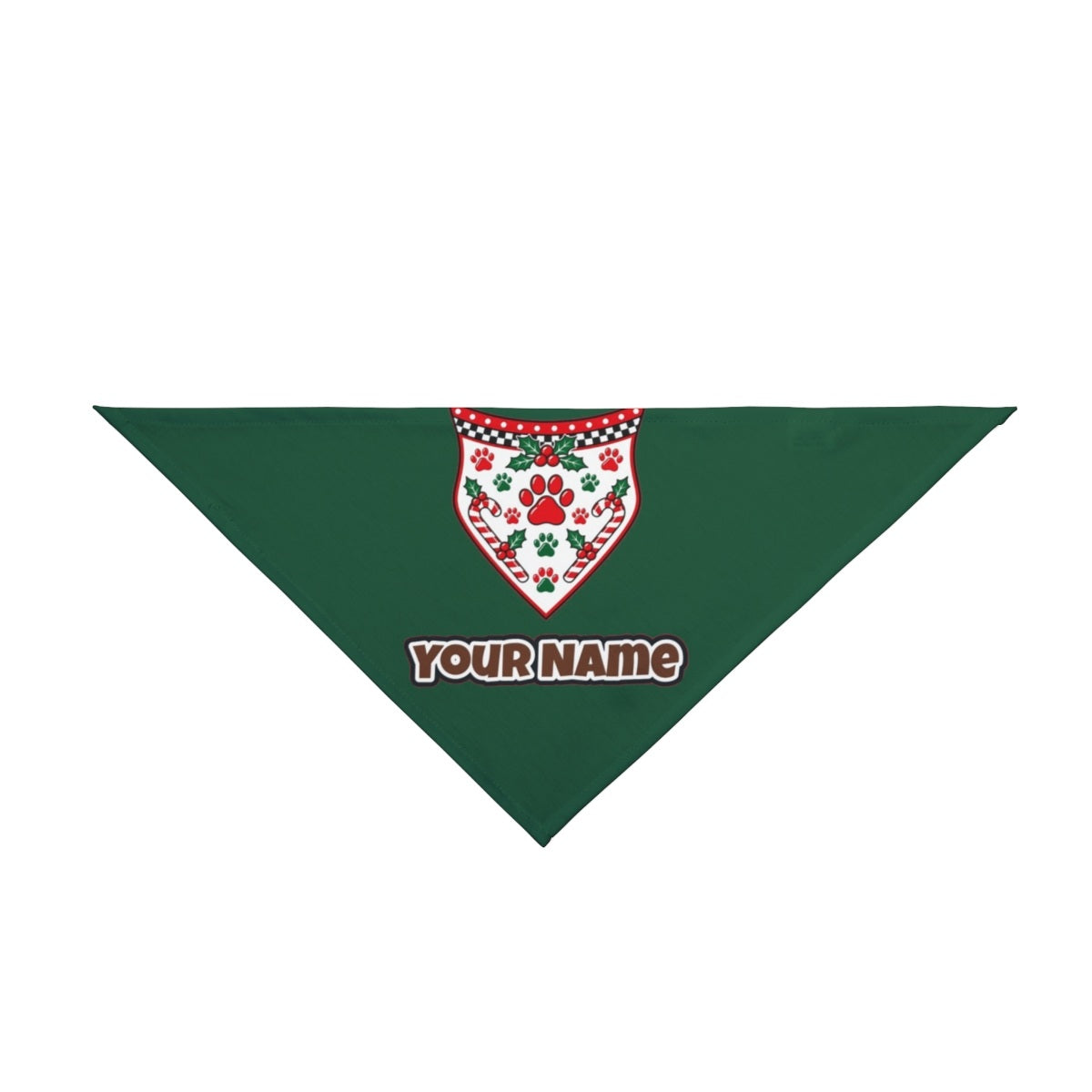 Paw Print Christmas Bandana personalised Christmas pet bandana in green, tie-on style